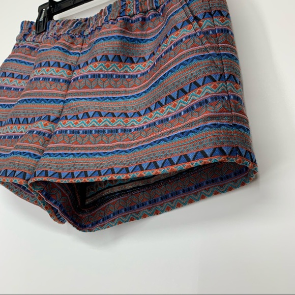 J. Crew Boho Tribal Striped Multi Thick Shorts Orange Blue Multi Like New Size 4 - Picture 5 of 13